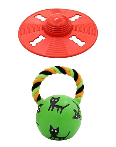 Deeow Alieen Dog Frisbee for Fetch, Teething Clean Outdoor Flying Disc, Interactive Squeaky Dogs Toy for Outdoor Pool, Park, Beach, Bye one get one Gift Green Jack-o-Lantern/Halloween Pumpkin Pet Toy - color: Red Gift