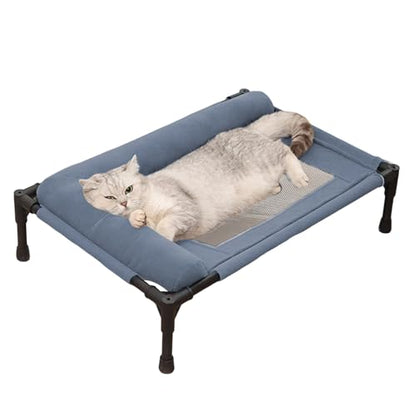 Dog Cot - Breathable Elevated Dog Cooling Bed, Washable Pet Sofa for Sleeping Play | Summer Hot Weather Puppy Senior Kitty Bunny Home Bedroom Living Room Offices Patio Backyard - color: Blue