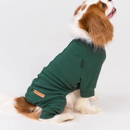 Fitwarm 2 Pack Lightweight Fleece Dog Pajamas, Warm Winter Clothes for Small Dogs Boy Girl, Cozy Pet Onesie with Feet, Yellow Green, Dark Green, Medium - color: Green, size: Medium