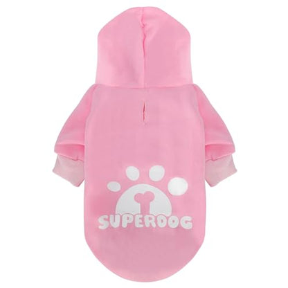 Dog Hoodie with Leash Hole, Pet Clothes Puppy Sweatshirt Dog Pullover Stylish Cat Apparel for Small Medium Dogs and Cats (Pink, X-Large) - color: Pink, size: X-Large