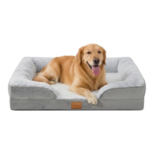 Orthopedic Memory Foam X-Large Dog Bed,Waterproof Small Pet Beds,Washable Removable Cover Dog Couch,Support for Joint Pain. (Grey, X-Large) - size: X-Large