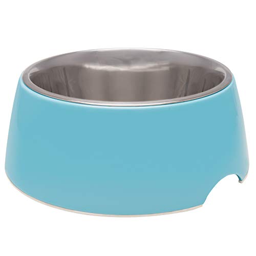 Loving Pets - Retro Bowl Dog Food Water Bowl No Tip Stainless Steel Elevated Pet Bowl No Skid Spill Proof (Small, Blue) - color: Electric Blue, size: Small