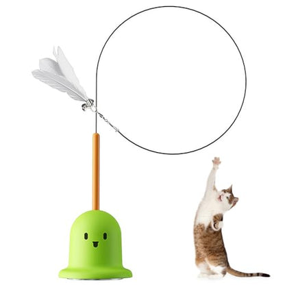 Cat Teaser Toy, Ghost Wand Teaser with Suction Base, Cats Interactive Toys with Bell for Indoor Cat, Sticks to Window Glass Tile - color: Green