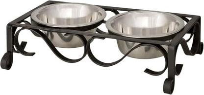 Loving Pets Elevated Dog Bowls – Raised Stainless Steel Dog Bowls with Steel Stand – Non-Skid, No Spill Feeder for Small, Medium & Large Dogs – Easy to Clean, Durable Raised Dog Feeding Station - color: Matte Black, size: 1 Pint
