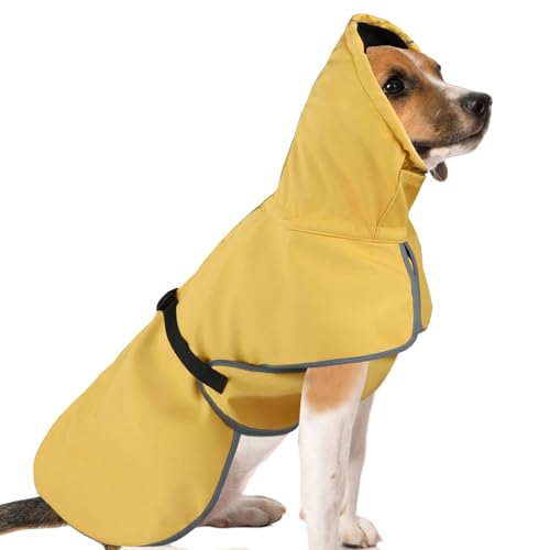 Medium Dog Raincoat Waterproof - Adjustable Dog Poncho Raincoat Lightweight Rain Jacket with Soft Lining for Medium Dog Yellow (Medium) - size: Medium