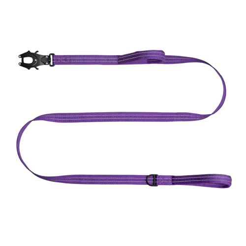ICEFANG Relfective Dog Leash for Medium Large Dogs,K9 Training Walking Lead with Double Handle,Heavy Duty Auto-Lock Metal Clasp (6ft, Purple) - color: Purple, size: 6 ft (No bungee)