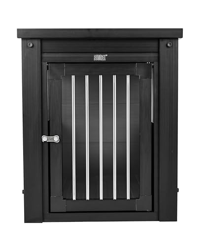 New Age Pet ECOFLEX InnPlace Dog Crate & End Table, Furniture-Style Indoor Kennel for Crate-Trained Dogs, Stainless Steel Spindles, 10-Year Warranty. 4 Colors, 4 Sizes - color: Black, size: 29.5"L x 21.1"W x 25.2"H