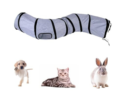 iCAGY Cat Tunnel for Indoor Cats, Rabbit Tunnel Toys, Pet Toys Play Tunnels for Cats Kittens Rabbits Puppies Crinkle Pop Up Dark Grey 47" Shape S - color: Dark Grey