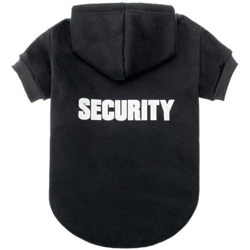 BINGPET Security Dog Hoodies Puppy Sweater Cold Weather Dog Coats Soft Brushed Fleece Pet Clothes Hooded Sweatshirt for Dog Cat - color: #1 Black(Security), size: Medium (All Breed Sizes)