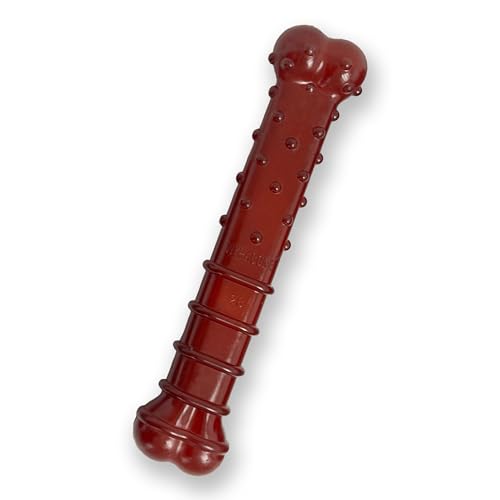 Nylabone Textured Bone Power Chew Toy for Dogs, Durable & Tough Dog Toys for Aggressive Chewers, Basted Blast Bacon and Steak Flavor, Large Dogs - Up to 50 lbs, 1 Count - size: Large
