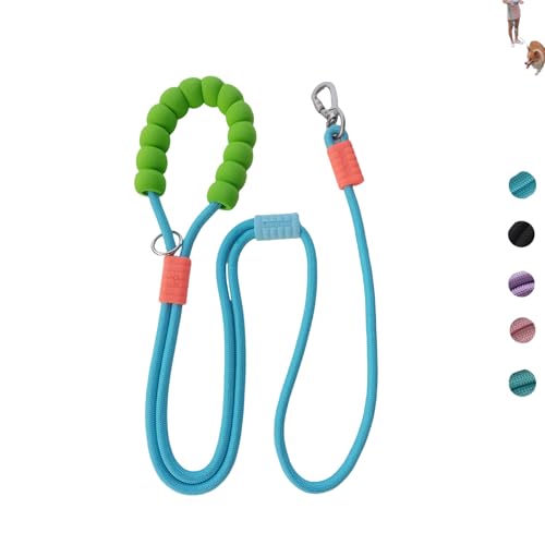 Hands Free Dog Leash,Adjustable Bungee Waist & Crossbody Leash with Comfortable Handle,Heavy Duty Nylon Rope for Small to Large Dogs,Safety Lock for Running,Hiking,Walking (Blue) - color: Blue, size: 5ft