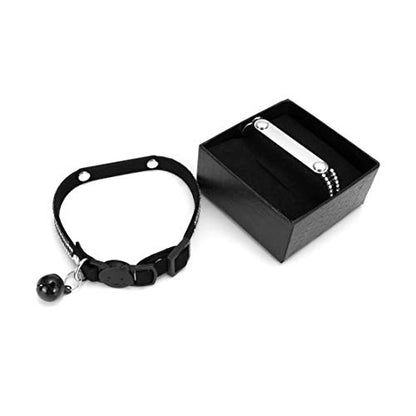 Mogoko Personalized Breakaway Cat Diamond Collar, Customized Bling Kitten Pet Collar with Engraved ID Name Plate and Bell(Black - color: Black
