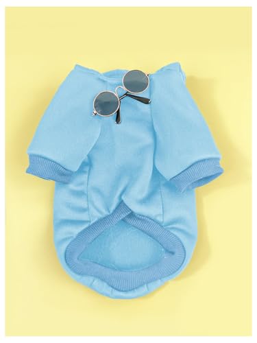 QWINEE 3Pcs Dog Hoodie Cat Apparel Dog Custume Set with Necklace and Sunglasses Pet Clothes for Puppy Small Medium Dogs Cats Light Blue X-Small - color: Light Blue, size: X-Small
