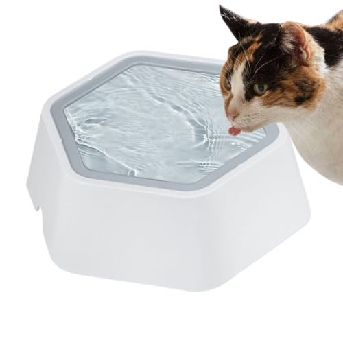 Splash Guard Water Bowl – Floating Disc Feeder, Stable Base Construction, Moisture Control | Cat Dog Hydration Accessory for Floors Furniture Protection - color: Gray