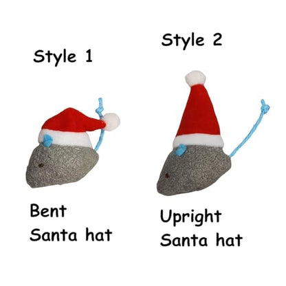 6-Pack Catnip Cat Mice Toys with Cute Christmas Hats - Holiday Cat Plush Toy Set for Cats & Kittens, Festive Interactive Catnip Mice for Indoor Cats, Durable & Fun Christmas-Themed Cat Toys-Style 2 - size: 6 Upright hat Christmas mice