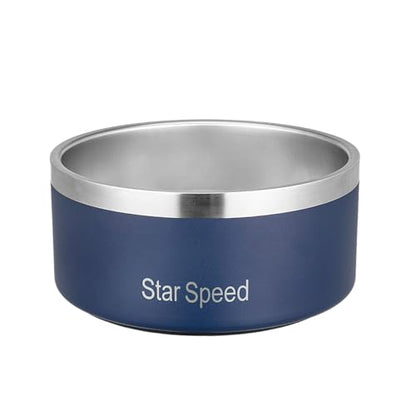 StarSpeed Stainless Steel Dog Bowl. Large Dog Water Bowl with Rubber Bottom, Drop Resistant, Keeps Cold, Holds 8 Cups (64oz, Navy Blue) - color: Navy Blue, size: 64oz