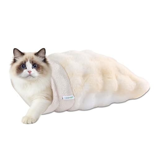 4 in 1 Self Warming Burrow Cat Bed, Pet Hideway Sleeping Cuddle Cave (Style2- Cream) - color: Style- Cream