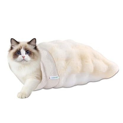 4 in 1 Self Warming Burrow Cat Bed, Pet Hideway Sleeping Cuddle Cave (Style2- Cream) - color: Style- Cream