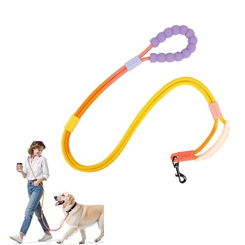 Hands Free Dog Leash Dual Handle, Wearable Leashes for Dogs, Padded Waist Belts and Rotating Metal Clip, for Medium and Large Dogs (18+ lbs) Walking Training Running, 4.5FT, Yellow-Orange - color: yellow-orange, size: 4.5 FT