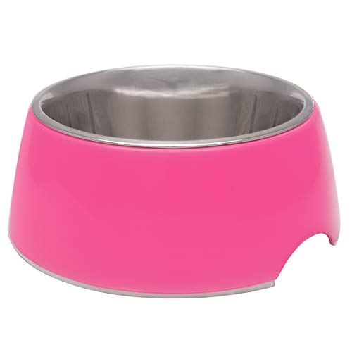 Loving Pets - Retro Bowl Dog Food Water Bowl No Tip Stainless Steel Elevated Pet Bowl No Skid Spill Proof (Large, Pink) - color: Hot Pink, size: Large