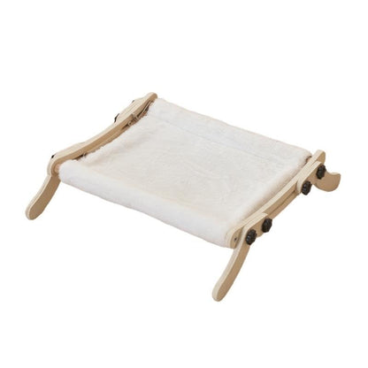 Cat Window Perch, No Screws Easy to Adjust & Assemble, Adjust Wooden Seat for Kitten Bedside Windowsill, Wooden Cats Furniture - color: White flannel
