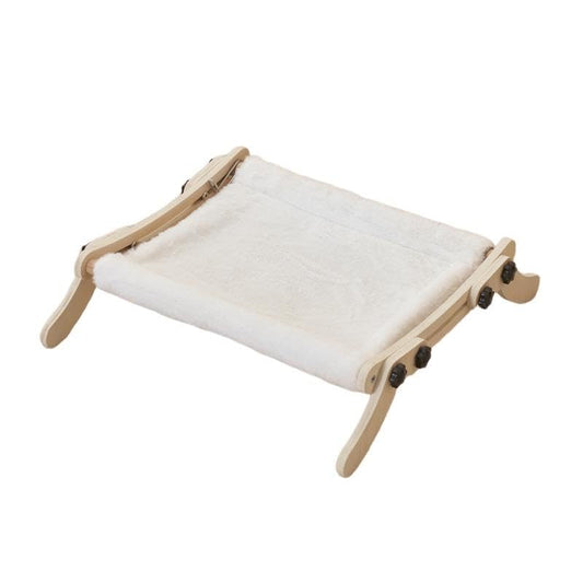 Cat Window Perch, No Screws Easy to Adjust & Assemble, Adjust Wooden Seat for Kitten Bedside Windowsill, Wooden Cats Furniture - color: White flannel