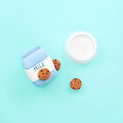 ZippyPaws Burrow- Interactive Dog & Puppy Toys for Boredom, Stimulating Pet Products to Keep them Busy, Hide & Seek Plush Puzzles, Squeaky Toy for Enrichment, For Small & Medium Dogs- Milk and Cookies - style: Milk & Cookies