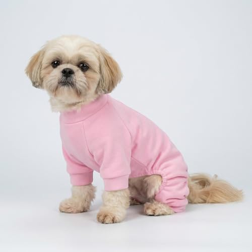 Fitwarm 2 Pack Lightweight Fleece Dog Pajamas, Warm Winter Clothes for Small Dogs Girl, Cozy Pet Onesie with Feet, Medium Violet Red, Light Pink, XS - color: Pink, size: X-Small