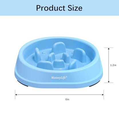 MateeyLife Small Slow Feeder Cat Bowls 2PCS, Anti-Choking Puzzle Cat Food Bowls, Anti-Slip Interactive Dog Feeding Slow Down Eating, Bloat Stop Maze Dishes Dog Feeder for Small Breeds 1 Cup - color: A-LightBlue&DarkBlue, size: Small