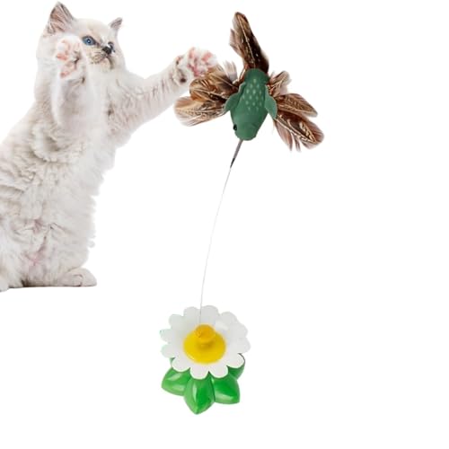 Cat Enrichment Toys | Cats Suction Cup Electric Flying Bird Wand with Feathers | Indoor Kitten Exercise Toy | for Living Room Home Balcony Apartment Boredom Relief