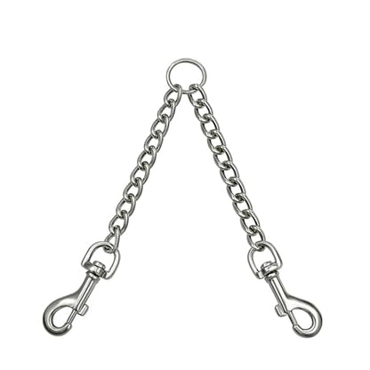 Double Dog Coupler Stainless Steel Leash Splitter Twin Lead Chain for Walking Two Dogs with Dual Swivel Hooks 16 Inch