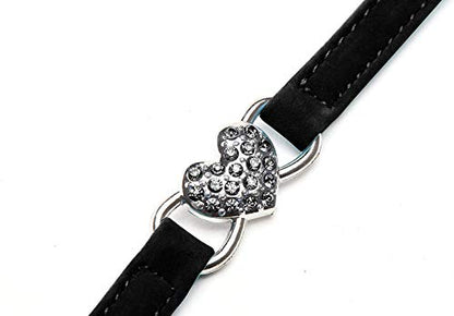 CHUKCHI Pink Soft Velvet Safe Cat Adjustable Collar with Crystal Heart Charm and Bells 8-11 Inches(Black+Red+Pink+Blue) - color: Black+Red+Pink+Blue