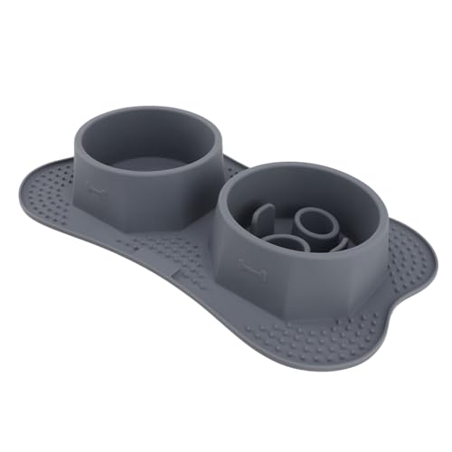 Jeanoko Silicone Double Pet Bowls Non Spill Mat Mess Free Feeding for Dogs Cats Large Small Multifunctional for Home Kitchen (Large) - size: Large