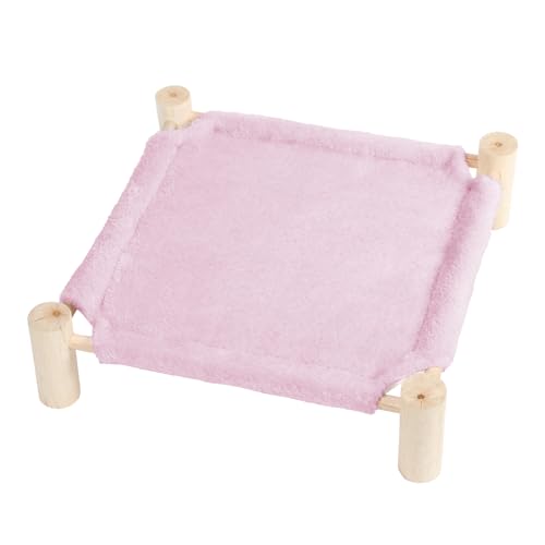 Cat and Dog Hammock Bed for Small Dogs, Brethable Wooden Cat Pet Rabbit Elevated Bed Cots Furniture for All Seasons Fleece Purple - color: Fleece Purple