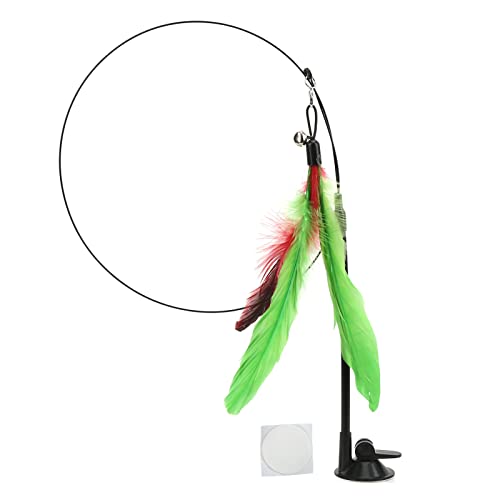 VINGVO Suction Cup Cat Toys for Indoor Cats, Cat Toy Handheld Teaser Wand Toy Interactive Cat Toy Hanging Door Kitten Toys for Kitty Kitten Scratching Exercise Indoor (Green - size: green feather