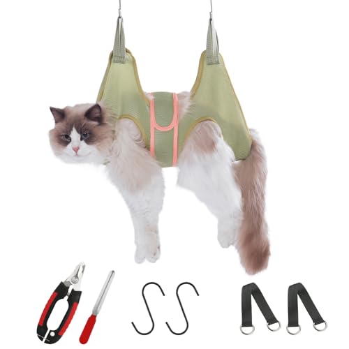 Guzekier Cat Grooming Hammock Harness for Cats, Cat Nail Clipper - size: S（for cats 12-25lbs）