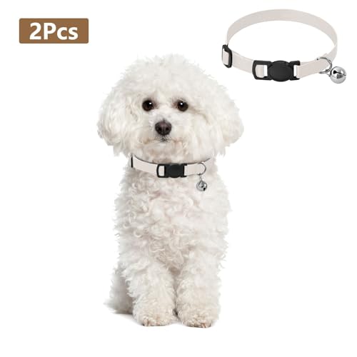 Seashell Easy to Clean Kitten Collar 2 Pack Cat Neck Collar - color: Seashell