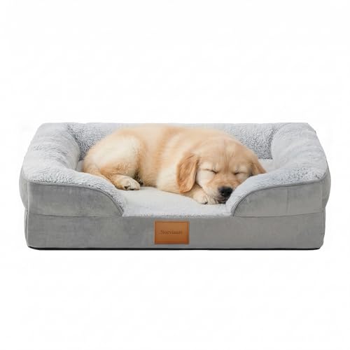 Orthopedic Memory Foam Small Dog Bed,Waterproof Small Pet Beds,Washable Removable Cover Dog Couch,Support for Joint Pain. (Grey, Small) - size: Small