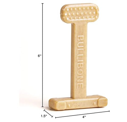 Bullibone Nylon Dog Chew Toy for Aggressive Chewers - Dental Hygiene Bone with Peanut Butter Flavor, Durable Tough Chew Toys for Small Dogs, Indestructible Dog Bone - Single - size: Small - Single