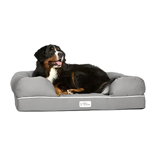 PetFusion Ultimate Dog Bed, Orthopedic Memory Foam, Multiple Sizes and Colors, Medium Firmness Pillow, Waterproof Liner, YKK Zippers, Breathable 35% Cotton Cover - color: Slate Grey, size: X-Large (44x34")
