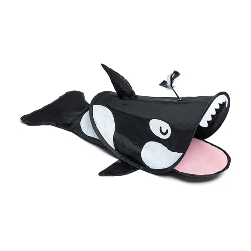 SENCONE KillerWhale-Shaped Cat Tunnel Toy, Foldable Portable Waterproof Pet Tunnel for Indoor/Outdoot Curious Kittens, Cat Tube for Nap & Hideout, Easy to Store, Fun to Explore - color: killer whale