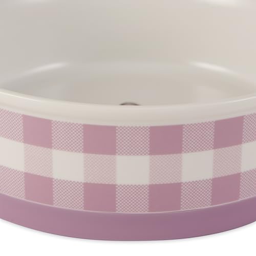 Bone Dry Ceramic Food Bowls, Non-Slip & Dishwasher Safe, Small, 4.25x2 Pansy Check - color: Pansy Petite Check, size: Small Set, 4.25x2"