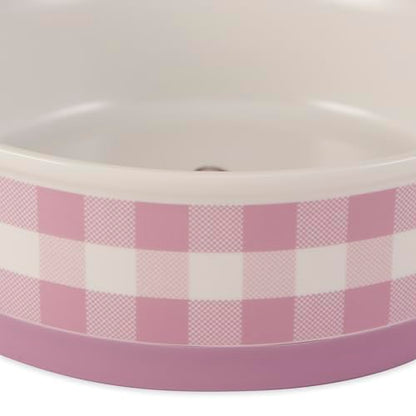 Bone Dry Ceramic Food Bowls, Non-Slip & Dishwasher Safe, Medium Set, 6x2 Pansy Check - color: Pansy Petite Check, size: Medium Set, 6x2"