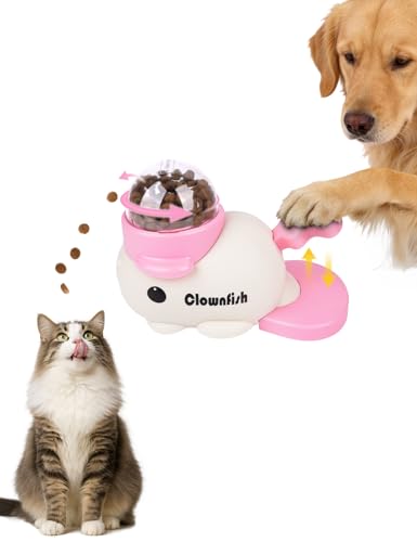 Dog Treat Dispenser Puzzle Toy, Intercative Slow Feeder Bowl for Cats and Dogs, Mental Stimulation Enrichment Toy, Indoor Pet Feeder with Silicone Mat to Keep Pets Busy, Multiple Colors (Pink) - color: pink