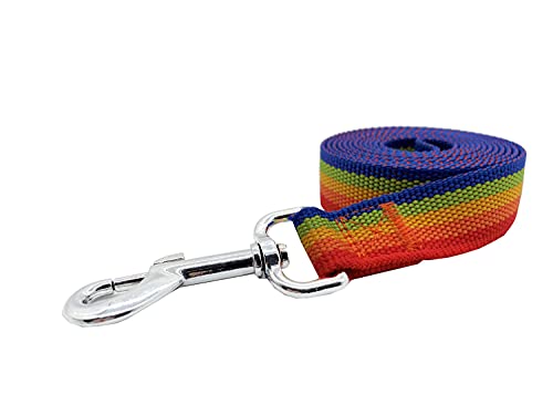Nylon Dog Training Leash, Traction Rope, 4/5/6 Feet Long, 3/4 Inch 1 Inch Wide, for Small and Medium Dogs (1'' x 4 FT, Rainbow) - color: Rainbow, size: 1'' x 4 FT