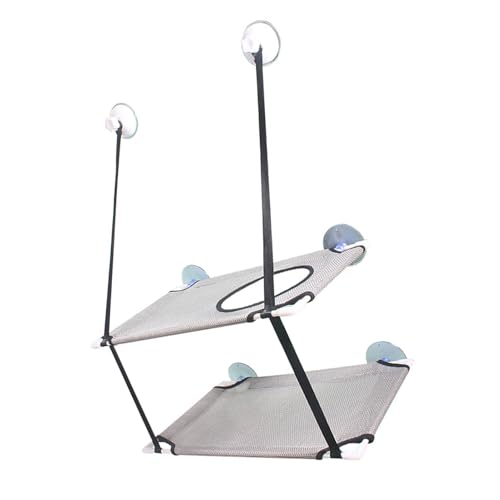 FILFEEL Cat Hammock Double Layer Hanging Installation with Strong Suction Cup Soft Window Perch for Cats (Gray) - color: Gray