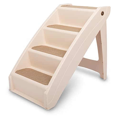 PetSafe CozyUp Folding Dog Stairs, Portable Indoor/Outdoor Pet Steps for Bed, Couch & Car, Tan, 20 Inch - color: Tan, size: Sofa - 20 Inches Tall