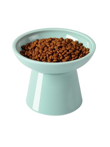LoeJan Elevated Cat Food and Water Bowls Set, Extra Wide and Raised Ceramic Feeder, Anti-Vomit Whisker-Free Pressure Feeding Bowl for Kittens Adult Small Dogs (Blue, Food Bowl) - color: Blue, size: Single (Food Bowl)