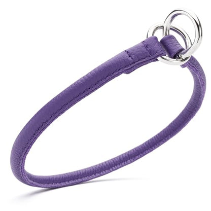 Dogline Soft and Padded Round Leather Choke Collar for Dogs (Purple, W1/3-in x L18-in) - color: Purple, size: W1/3-in x L18-in