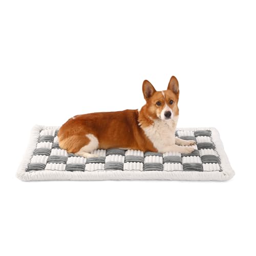 Dog Bed Mats Crate Pad for Small, Medium, Large Dogs, Washable Anti-Slip Pet Bed Mats, Cozy Warm Cat Beds Sleeping Pad (Bluegrey&White, 30.0" L x 20.0" W x 1.5" Th) - color: BlueGrey&White, size: 30.0"L x 20.0"W x 1.5"Th